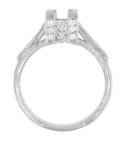 Rings Art Deco 12 Carat Princess Cut Diamond Palladium Engagement Ring Setting Antique Jewelry Mall Rings Art Deco 12 Carat Princess Cut Diamond Palladium Engagement Ring Setting Antique Jewelry Mall