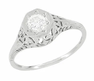 Rings Art Deco Filigree Diamond Antique Engagement Ring in 18 Karat White Gold Antique Jewelry Mall Rings Art Deco Filigree Diamond Antique Engagement Ring in 18 Karat White Gold Antique Jewelry Mall