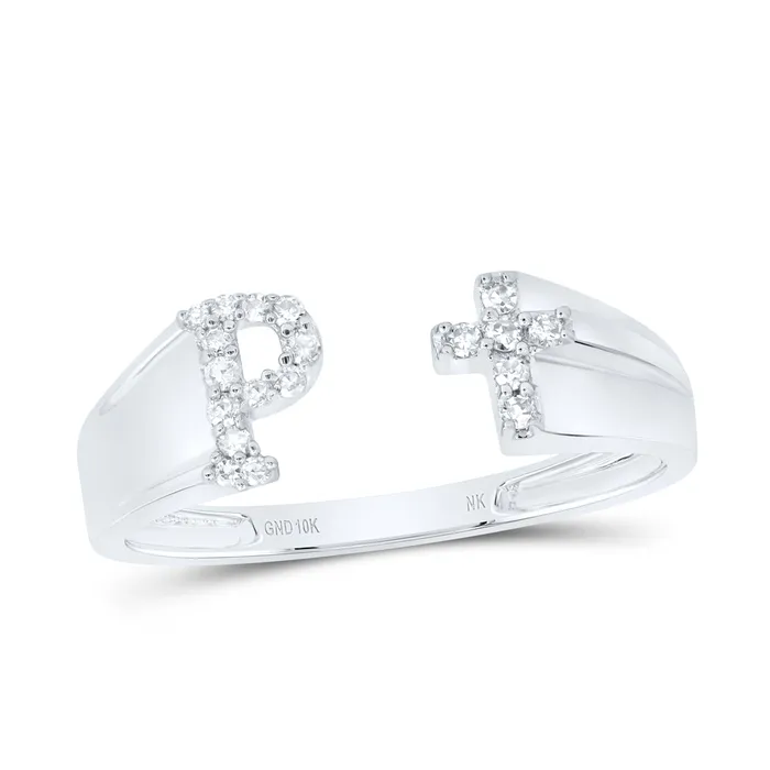Rings GND 110CtwNat Dia Nk Gift Initial P Ladies Cross Ring 138 grams