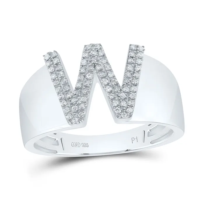 Rings GND 15CtwDia P1 Initial W Mens Ring 449 grams