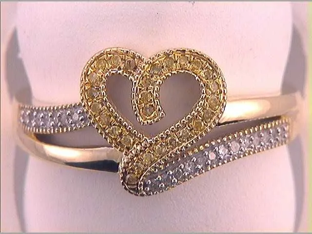 Rings GND 10Kt Yellow Gold 18CtwDia Gift Yellow Heart Ring 225 grams