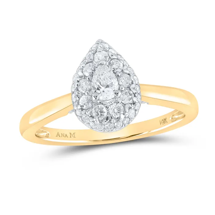 Rings GND 14K Yellow Gold Pear Diamond Halo Bridal Engagement Ring 12 Cttw 272 grams Rings GND 14K Yellow Gold Pear Diamond Halo Bridal Engagement Ring 12 Cttw 272 grams