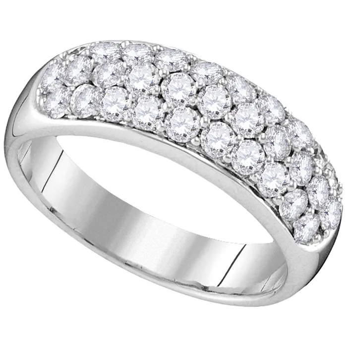 Rings GND 14Kt White Gold 1 Ctw Diamond Fashion Band 455 grams