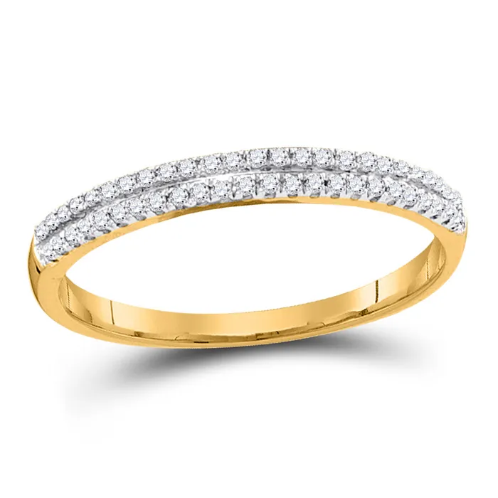 Rings GND Gold Band Ring 16 Cttw Round Natural Diamond Womens 095 grams