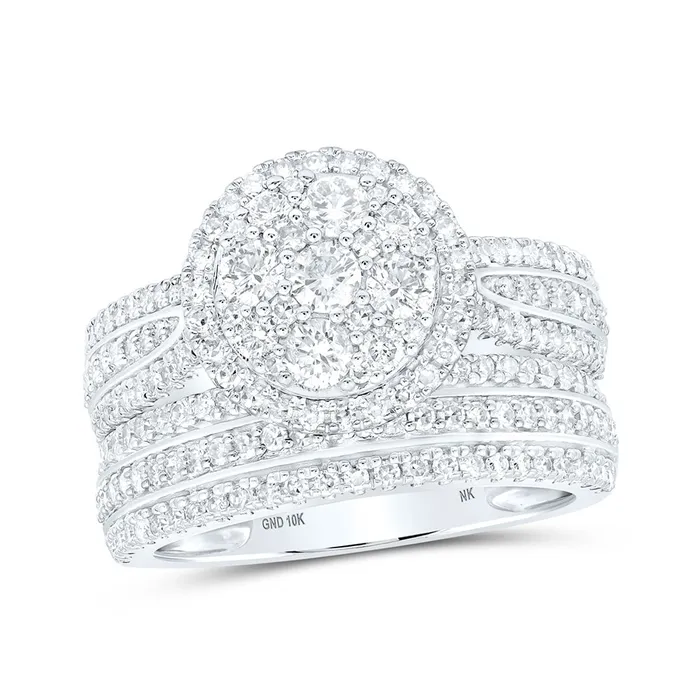 Rings GND Gold Cluster Bridal Wedding Ring Band Set 138 Cttw Round Natural Diamond Womens 731 grams Rings GND Gold Cluster Bridal Wedding Ring Band Set 138 Cttw Round Natural Diamond Womens 731 grams