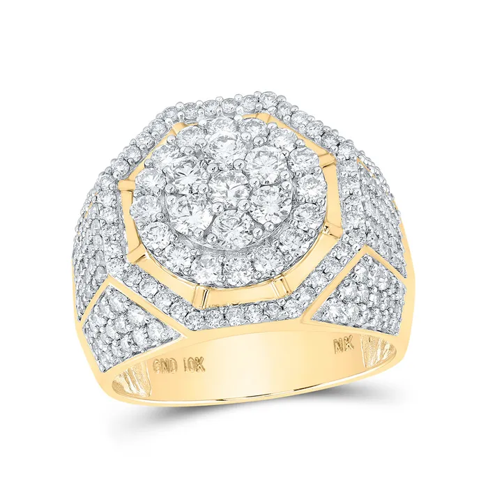 Rings GND Gold Octagon Cluster Ring 278 Cttw Round Natural Diamond Mens 1125 grams Rings GND Gold Octagon Cluster Ring 278 Cttw Round Natural Diamond Mens 1125 grams