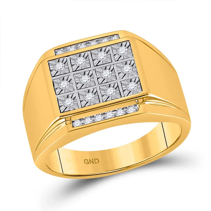 Rings GND Gold Square Cluster Ring 14 Cttw Round Natural Diamond Mens 566 grams Rings GND Gold Square Cluster Ring 14 Cttw Round Natural Diamond Mens 566 grams