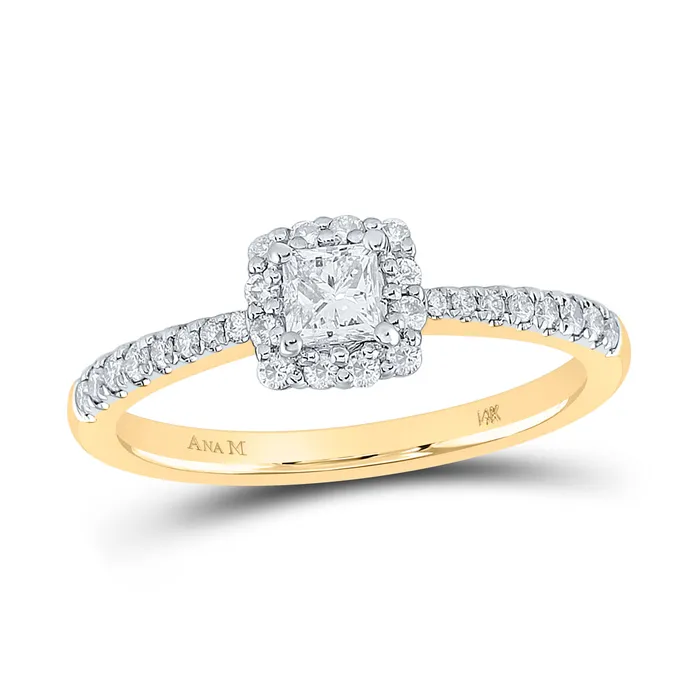 Rings GND Gold Square Halo Bridal Wedding Engagement Ring 12 Cttw Princess Natural Diamond Womens 246 grams Rings GND Gold Square Halo Bridal Wedding Engagement Ring 12 Cttw Princess Natural Diamond Womens 246 grams