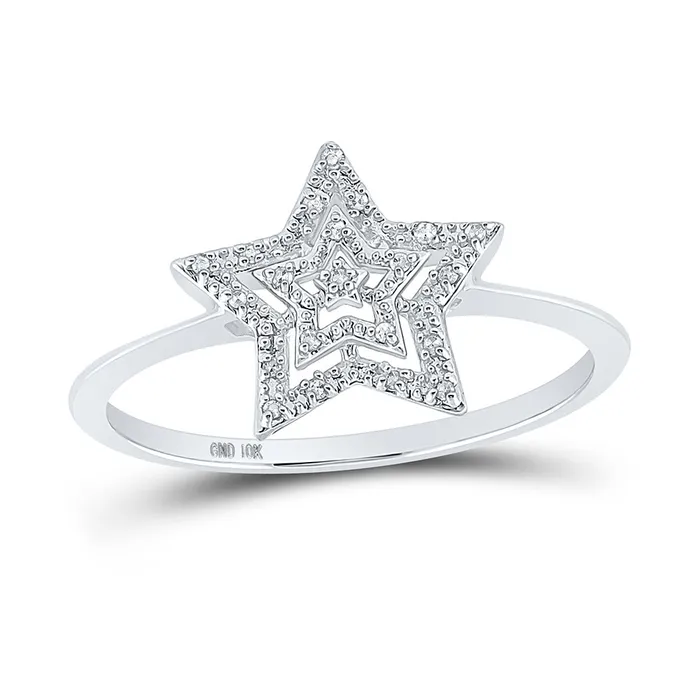 Rings GND Gold Star Ring 120 Cttw Round Natural Diamond Womens 117 grams
