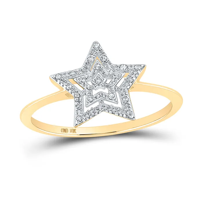 Rings GND Gold Star Ring 120 Cttw Round Natural Diamond Womens 117 grams