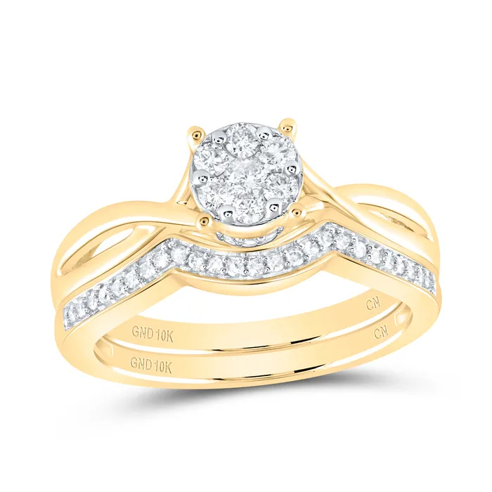Rings GND Gold Twist Cluster Bridal Wedding Ring Band Set 13 Cttw Round Natural Diamond Womens 426 grams Rings GND Gold Twist Cluster Bridal Wedding Ring Band Set 13 Cttw Round Natural Diamond Womens 426 grams