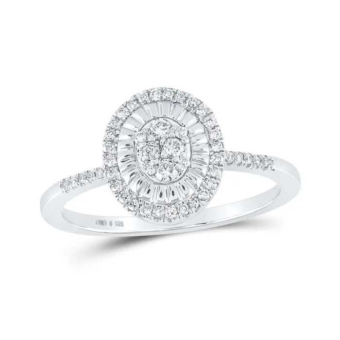 Rings GND Sterling Silver Oval Ring 14 Cttw Round Natural Diamond Womens 193 grams Rings GND Sterling Silver Oval Ring 14 Cttw Round Natural Diamond Womens 193 grams