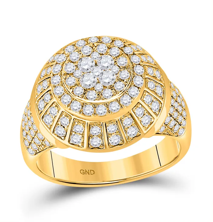 Rings Gold Statement Cluster Ring 178 Cttw Round Natural Diamond Mens 997 grams GND Rings Gold Statement Cluster Ring 178 Cttw Round Natural Diamond Mens 997 grams GND