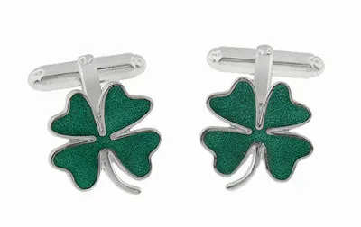 Rings Lucky Four Leaf Clover Green Shamrock Enameled Cufflinks in 925 Solid Sterling Silver Antique Jewelry Mall Rings Lucky Four Leaf Clover Green Shamrock Enameled Cufflinks in 925 Solid Sterling Silver Antique Jewelry Mall