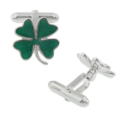 Rings Lucky Four Leaf Clover Green Shamrock Enameled Cufflinks in 925 Solid Sterling Silver Antique Jewelry Mall Rings Lucky Four Leaf Clover Green Shamrock Enameled Cufflinks in 925 Solid Sterling Silver Antique Jewelry Mall