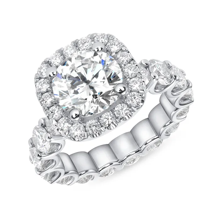 Rings Monaco Jewelers 14K Round Cut Natural Diamond Halo Engagement Eternity Ring GIA Certified Rings Monaco Jewelers 14K Round Cut Natural Diamond Halo Engagement Eternity Ring GIA Certified