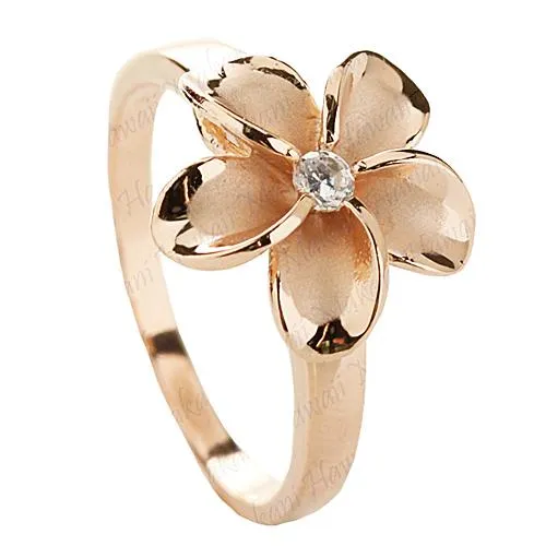Rings Nakoa Sterling Silver Pink Gold Plated 15mm Plumeria Ring