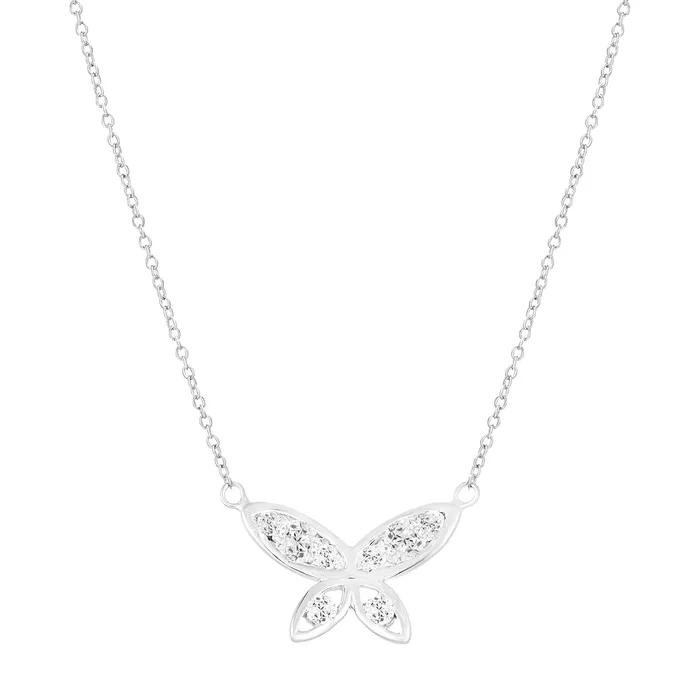 Rings Noblepack CA Sterling Silver Rh CZ Bfly Stat Neck