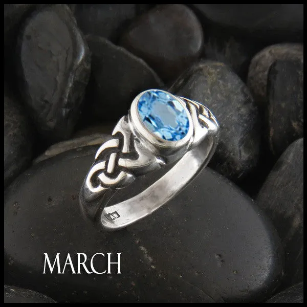 Rings Oval Birthstone Knot Ring in Silver Walker Metalsmiths