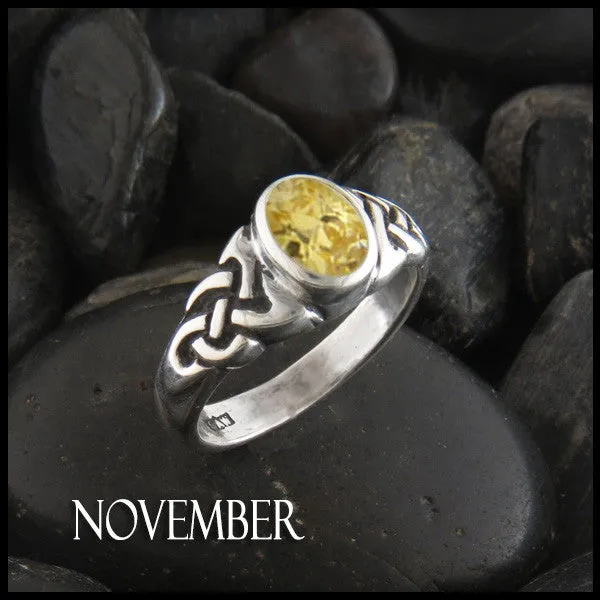 Rings Oval Birthstone Knot Ring in Silver Walker Metalsmiths