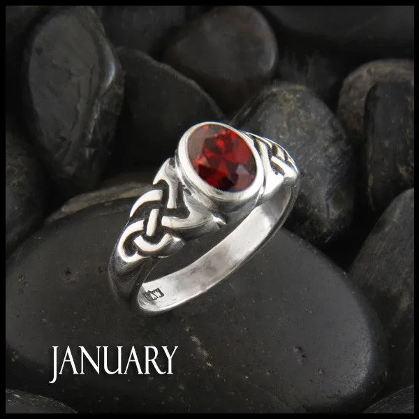Rings Oval Birthstone Knot Ring in Silver Walker Metalsmiths
