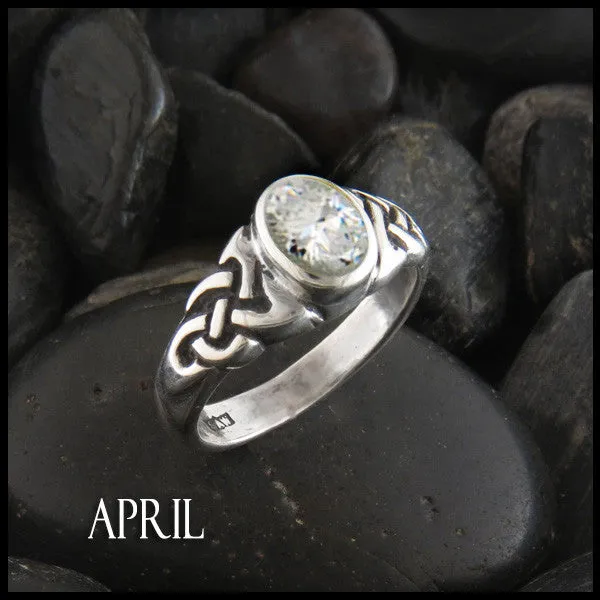 Rings Oval Birthstone Knot Ring in Silver Walker Metalsmiths