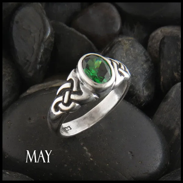 Rings Oval Birthstone Knot Ring in Silver Walker Metalsmiths