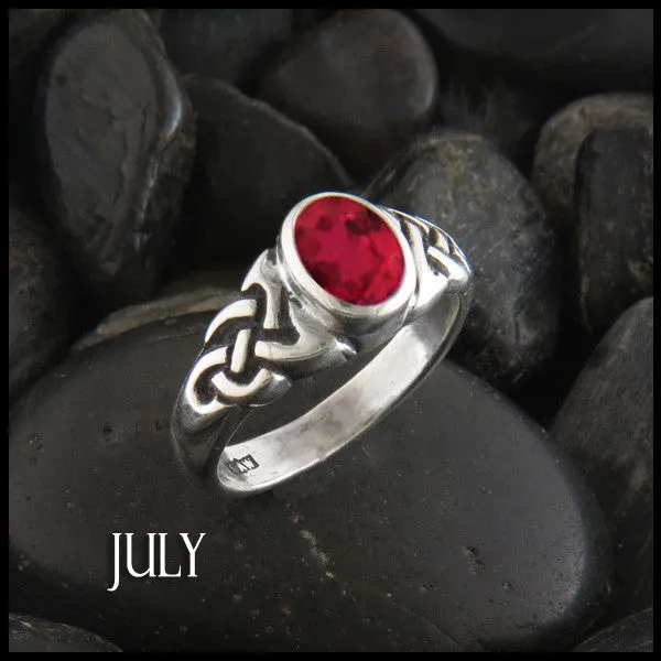Rings Oval Birthstone Knot Ring in Silver Walker Metalsmiths