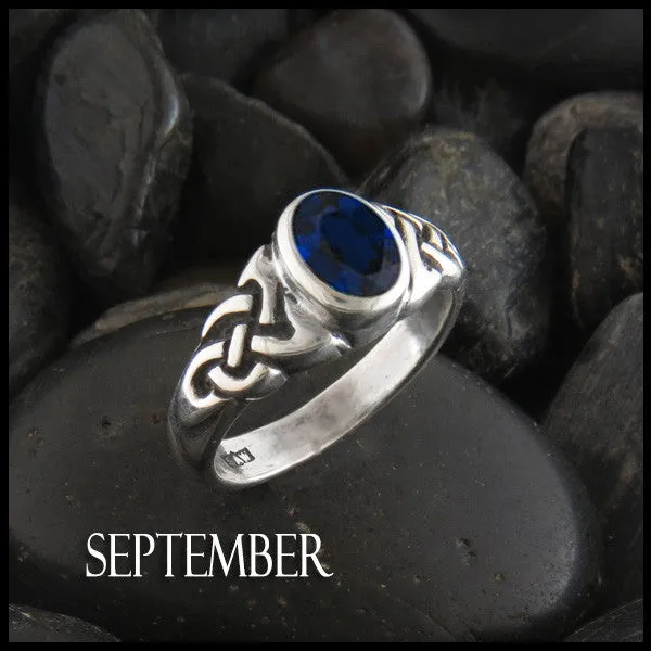 Rings Oval Birthstone Knot Ring in Silver Walker Metalsmiths