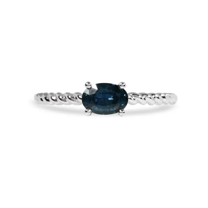 Rings OVAL BLUE SAPPHIRE TWIST BAND IN WHITE GOLD Penwarden Fine Jewellery Rings OVAL BLUE SAPPHIRE TWIST BAND IN WHITE GOLD Penwarden Fine Jewellery