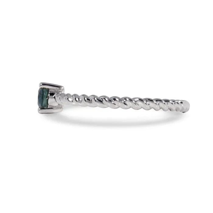Rings OVAL BLUE SAPPHIRE TWIST BAND IN WHITE GOLD Penwarden Fine Jewellery