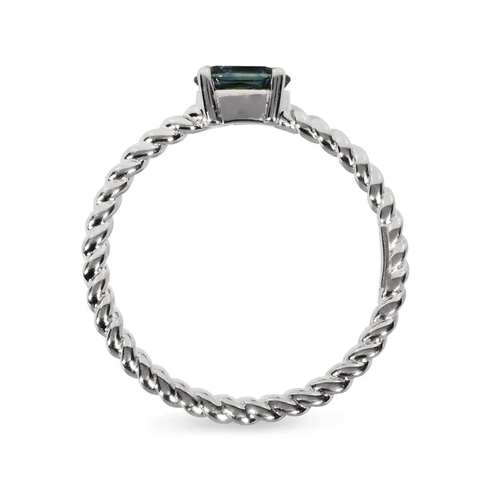 Rings OVAL BLUE SAPPHIRE TWIST BAND IN WHITE GOLD Penwarden Fine Jewellery
