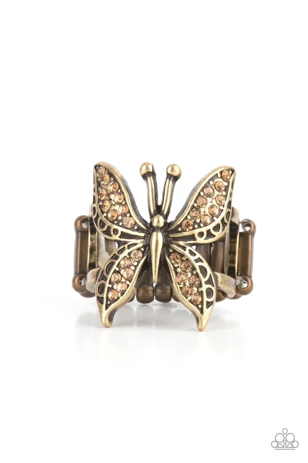Rings Paparazzi Accessories Blinged Out Butterfly Brass Topaz Rhinestone Butterfly Ring Paparazzi Rings Paparazzi Accessories Blinged Out Butterfly Brass Topaz Rhinestone Butterfly Ring Paparazzi