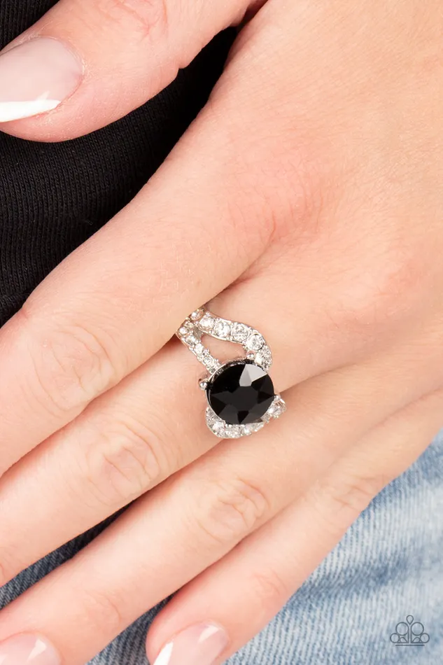 Rings Paparazzi Accessories Blockbuster Boom Black Rhinestone Silver Ring Paparazzi