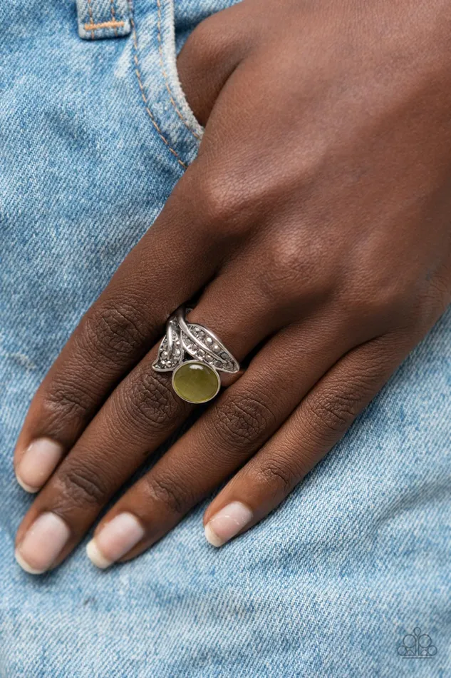 Rings Paparazzi Accessories Cats Eye Candy Green Cats Eye Silver Ring Paparazzi