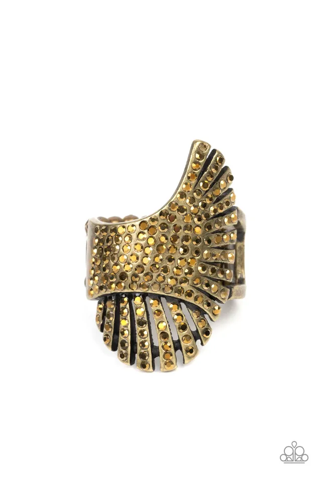 Rings Paparazzi Accessories Express YourSELFIE Brass Wing Aurum Rhinestone Ring Paparazzi Rings Paparazzi Accessories Express YourSELFIE Brass Wing Aurum Rhinestone Ring Paparazzi