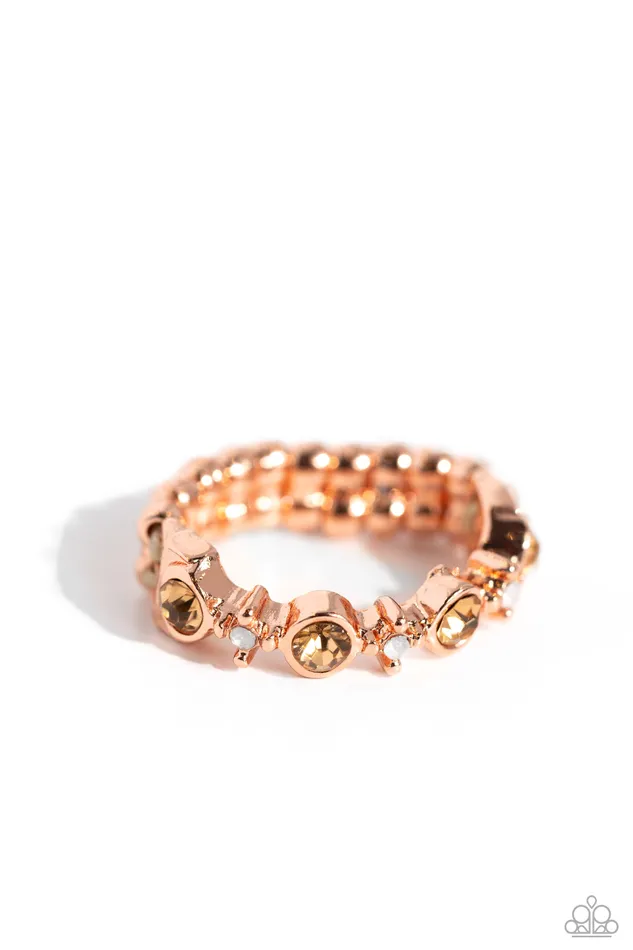 Rings Paparazzi Accessories Modestly Modern Copper Peach Opalescent Rhinestone Ring Paparazzi Rings Paparazzi Accessories Modestly Modern Copper Peach Opalescent Rhinestone Ring Paparazzi