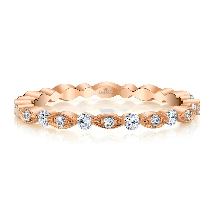 Rings PARADE DESIGNS 14k Yellow or Rose Gold Scalloped Diamond Band