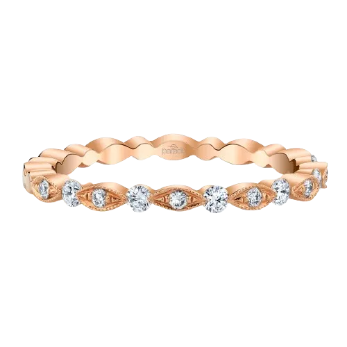 Rings PARADE DESIGNS 14k Yellow or Rose Gold Scalloped Diamond Band