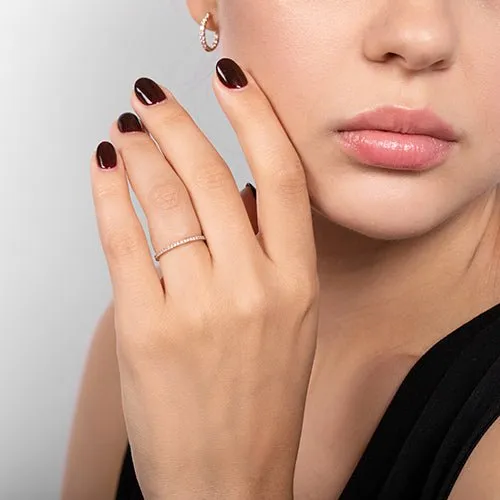 Rings Penwarden Fine Jewellery DELICATE DIAMOND WEDDING BAND WITH FULL ETERNITY IN ROSE GOLD