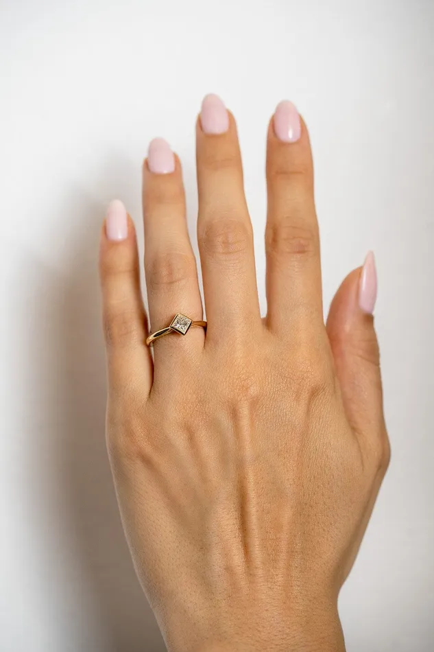 Rings Princess Cut DiagonallySet Bezel Engagement Ring Skeies Jewelers