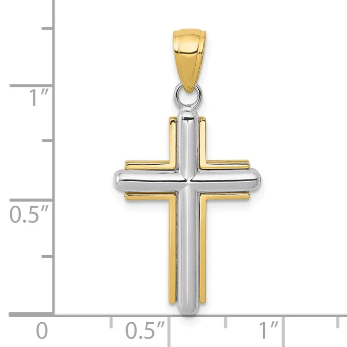 Rings Qgold 10k Twotone 16 mm Polished Cross Pendant 171 grams Rings Qgold 10k Twotone 16 mm Polished Cross Pendant 171 grams