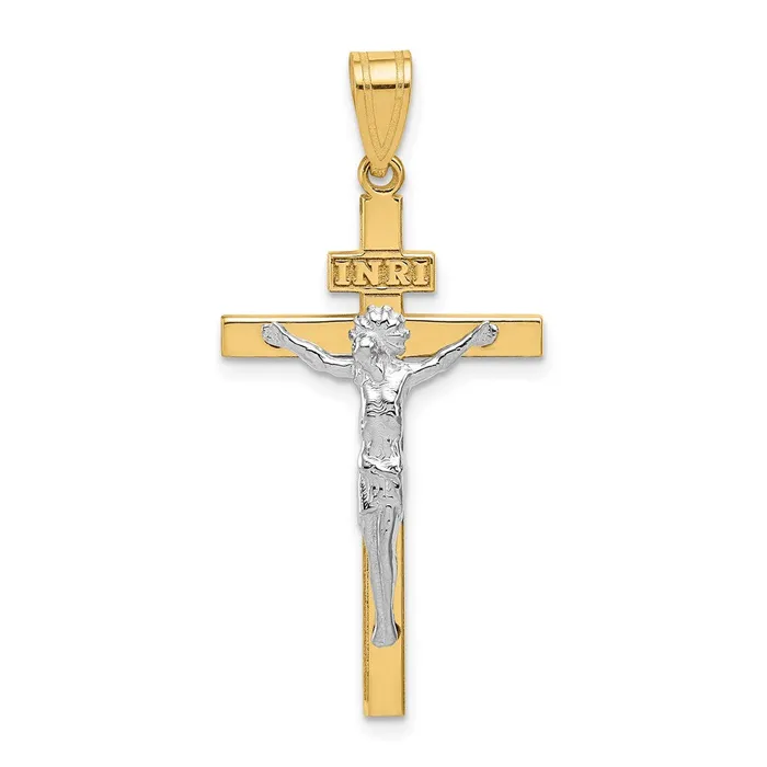 Rings Qgold 14k Twotone 17 mm Twotone INRI Jesus Crucifix Pendant 13 grams Rings Qgold 14k Twotone 17 mm Twotone INRI Jesus Crucifix Pendant 13 grams