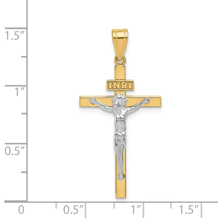 Rings Qgold 14k Twotone 17 mm Twotone INRI Jesus Crucifix Pendant 13 grams Rings Qgold 14k Twotone 17 mm Twotone INRI Jesus Crucifix Pendant 13 grams