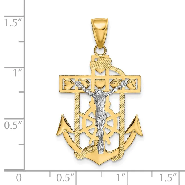 Rings Qgold 14k Twotone 22 mm Mariners Crucifix Pendant 292 grams Rings Qgold 14k Twotone 22 mm Mariners Crucifix Pendant 292 grams
