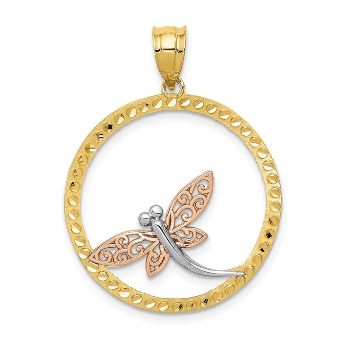 Rings Qgold 14k Twotone 24 mm Dragonfly Pendant 185 grams