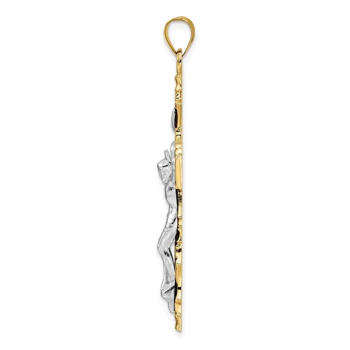 Rings Qgold 14k Twotone 294 mm Solid INRI Crucifix Pendant 52 grams