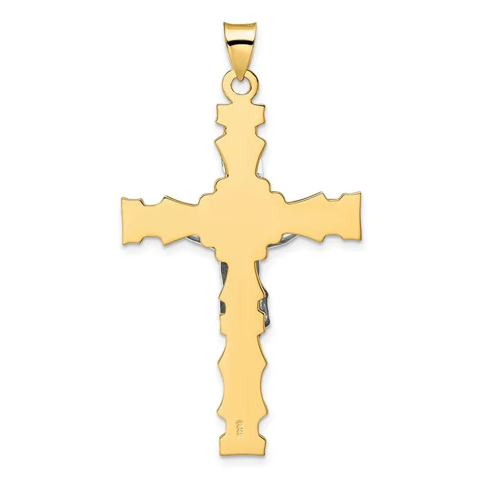 Rings Qgold 14k Twotone 294 mm Solid INRI Crucifix Pendant 52 grams