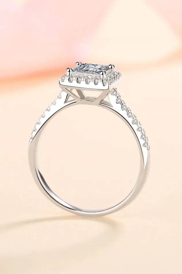 Rings Sterling Silver Square Moissanite Ring Trendsi