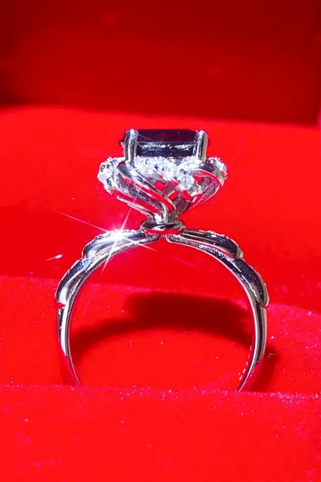 Rings Trendsi 2 Carat Black Moissanite Floral Ring